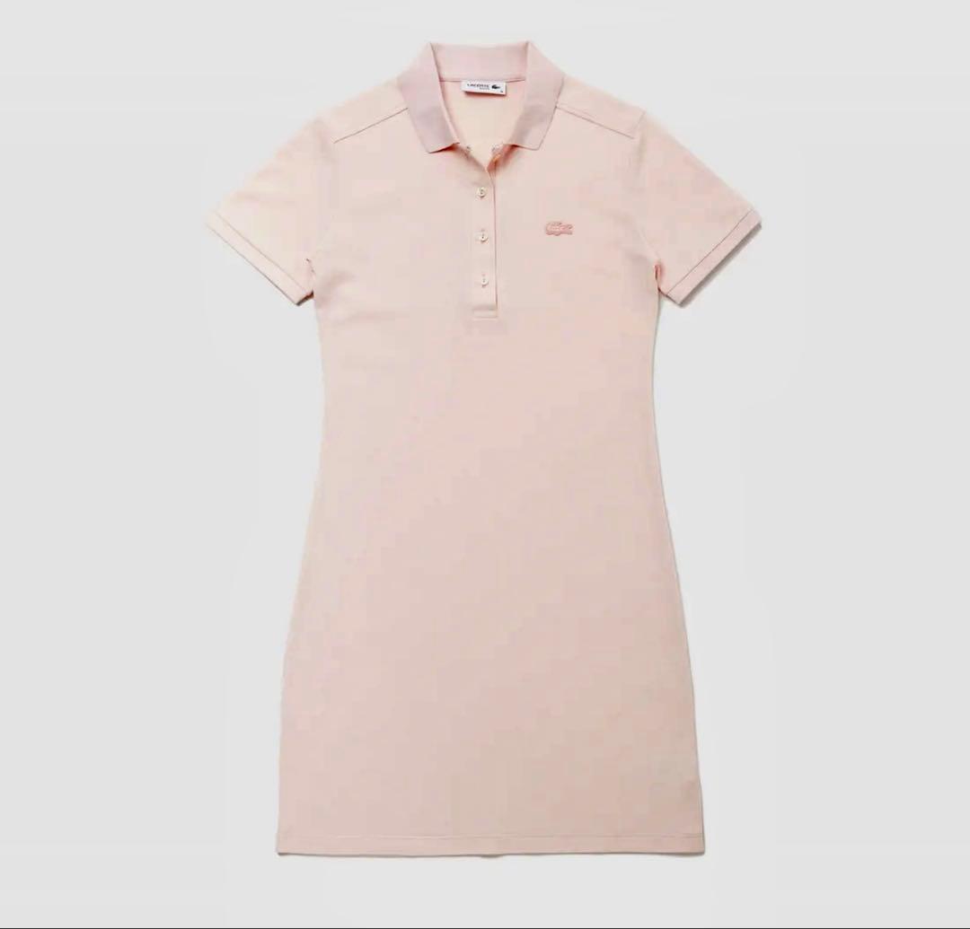 美品　LACOSTE ラコステ　ストレッチコットンピケポロドレス ピンク 36