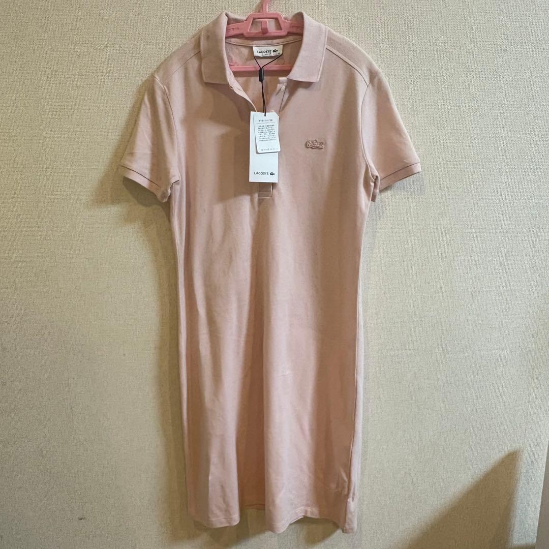美品　LACOSTE ラコステ　ストレッチコットンピケポロドレス ピンク 36