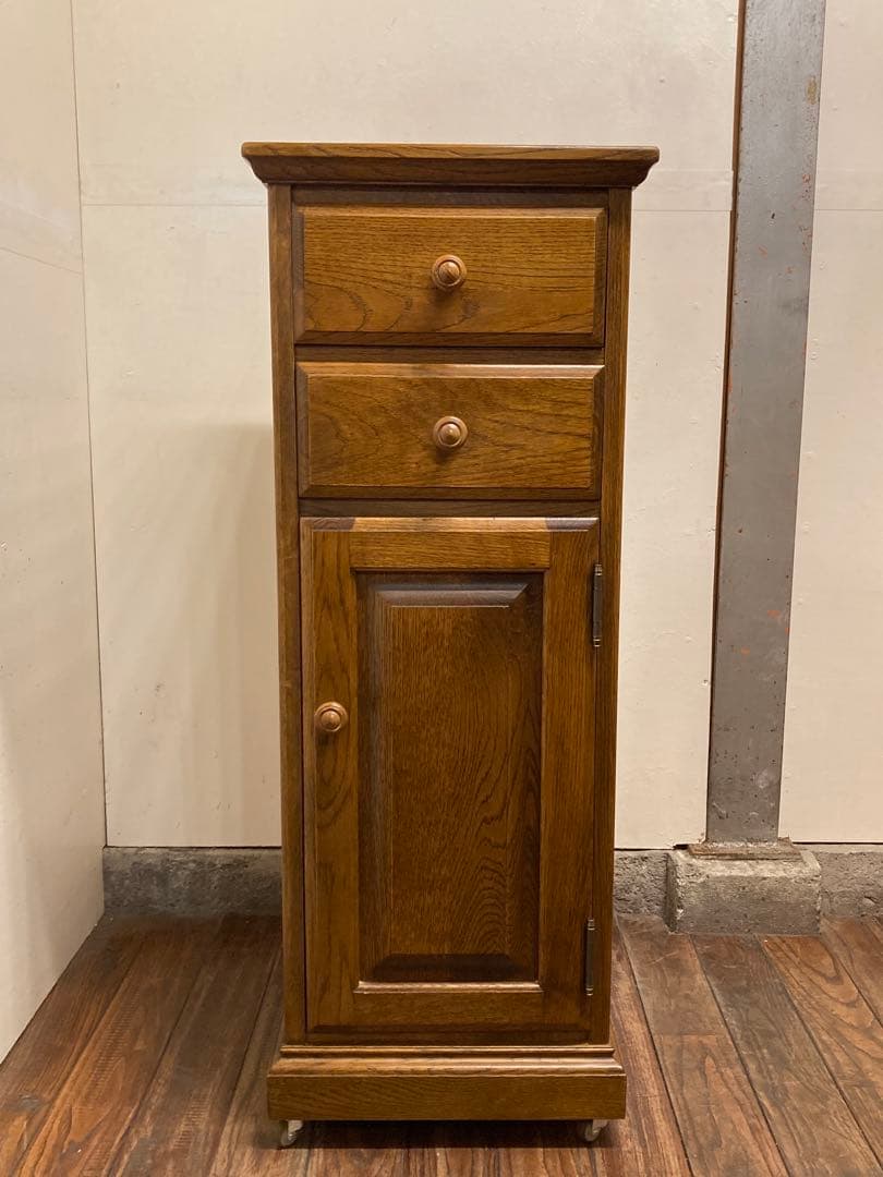 葉山家具 葉山ガーデン オーク材 スリムキャビネット キャスター付