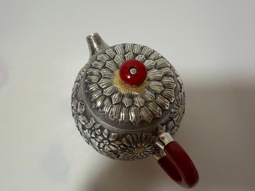 純銀製 花文様 急須 銀瓶 煎茶道具 - メルカリ