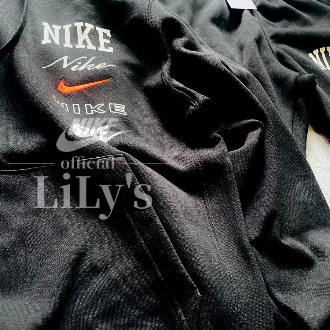 【Ｍサイズ】新品未使用　ナイキ上下セットアップ　ブラック✖︎オレンジ　黒　ロゴ刺繍