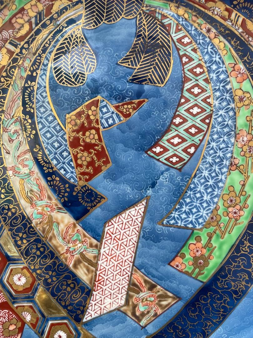 有田焼 哲山作 大皿 色絵金 直径40cm 木箱入り 飾り皿 伊万里 有田