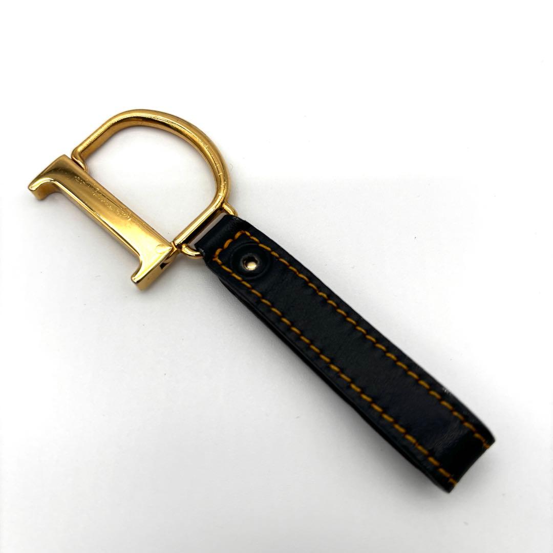 【正規品】ディオール ケース サドル トロッター キーリング ネイビー 金