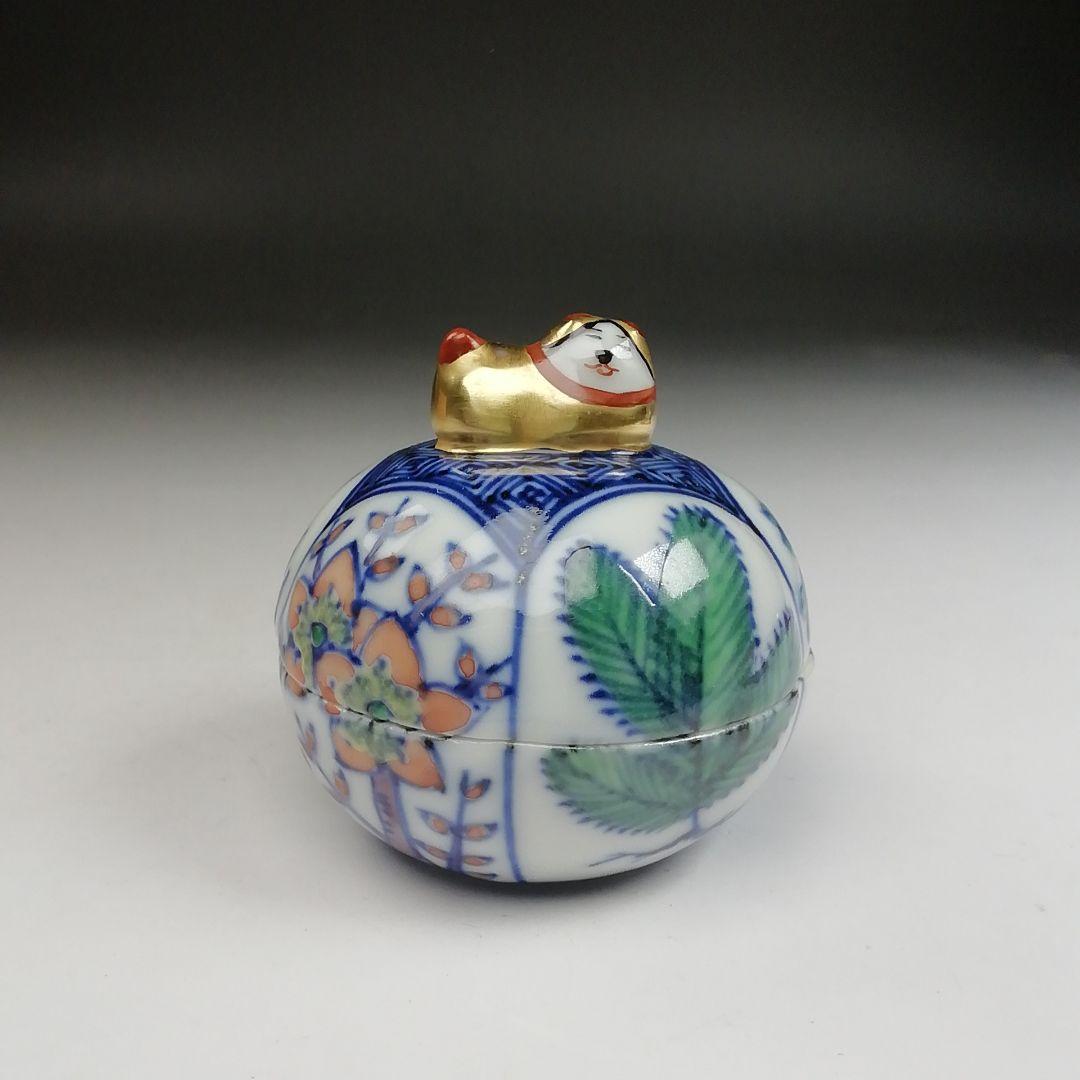T839 香合 『干支 色絵 戌』『平安 高野昭阿弥 造』 共箱 茶道具