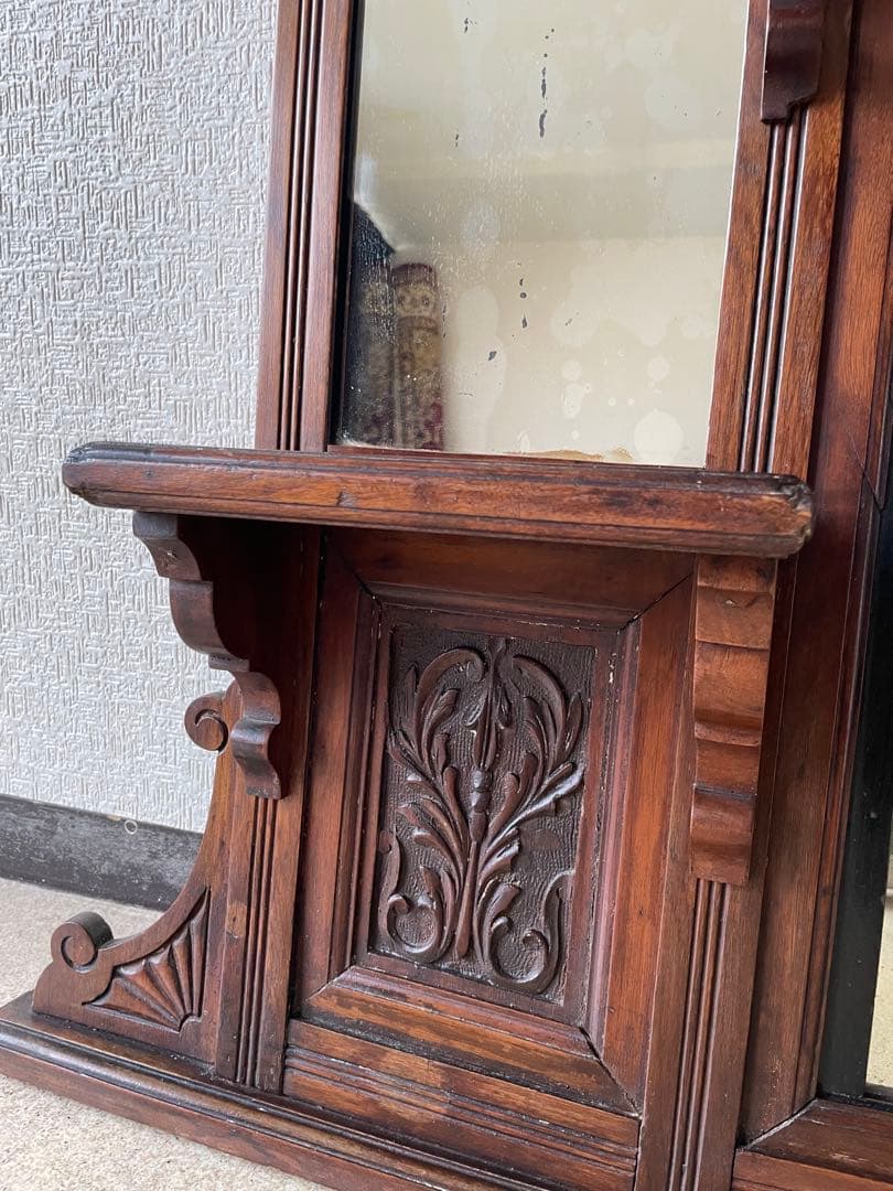 オーバーマントルミラー マカボニー 英国アンティーク アンティーク 暖炉