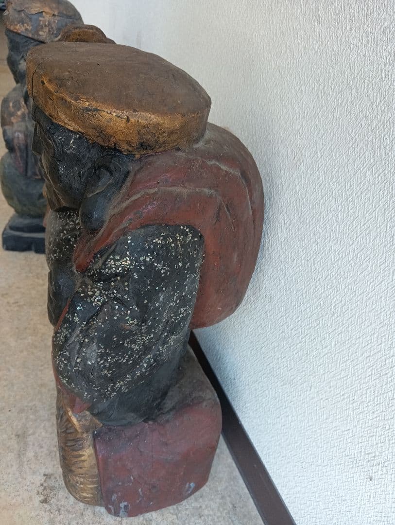 蔵出し 螺鈿細工 木彫 七福神 恵比寿 大黒天 置物 魔除け 厄除け 縁起物
