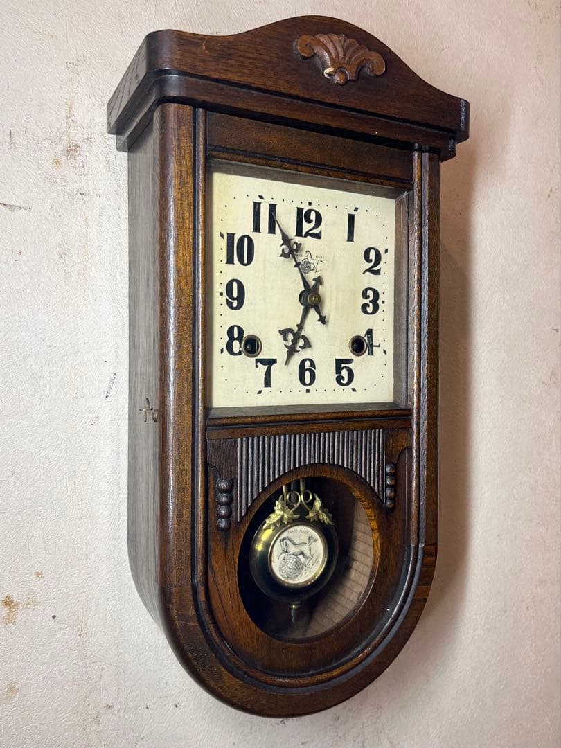 尾張時計　U型　柱時計　古時計　振り子　レトロ　精工舎　ゼンマイ　ボンボン　雑貨