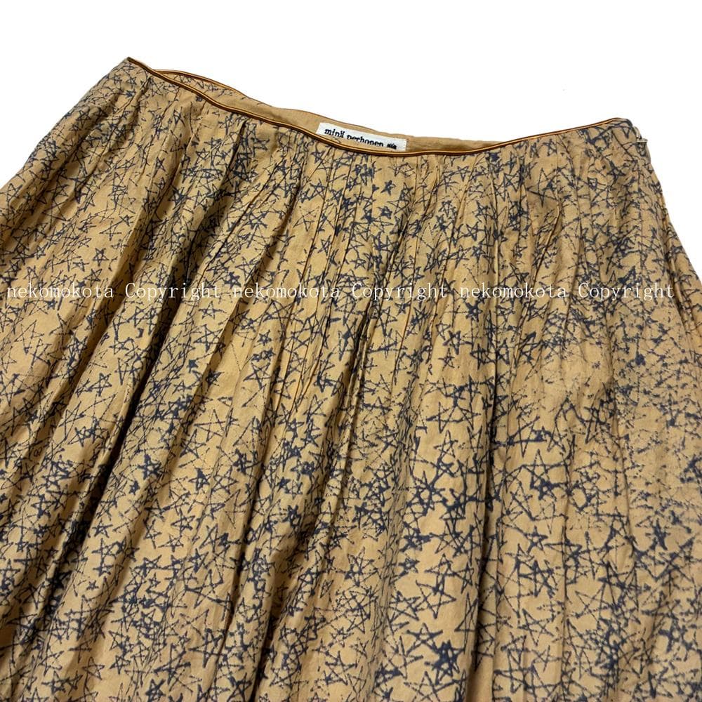 ミナペルホネン galileo フレア ギャザー スカート 36 イエロー 総柄