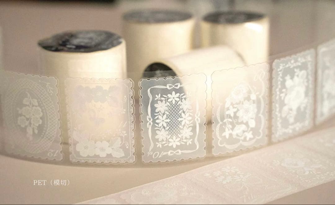 海外マスキングテープ巻売り レース小・白 装飾マスキングテープ人物マステ