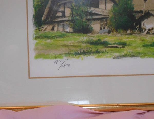 林喜市郎 作「新治村 真夏」オリジナル リトグラフ サイン有 書画 骨董