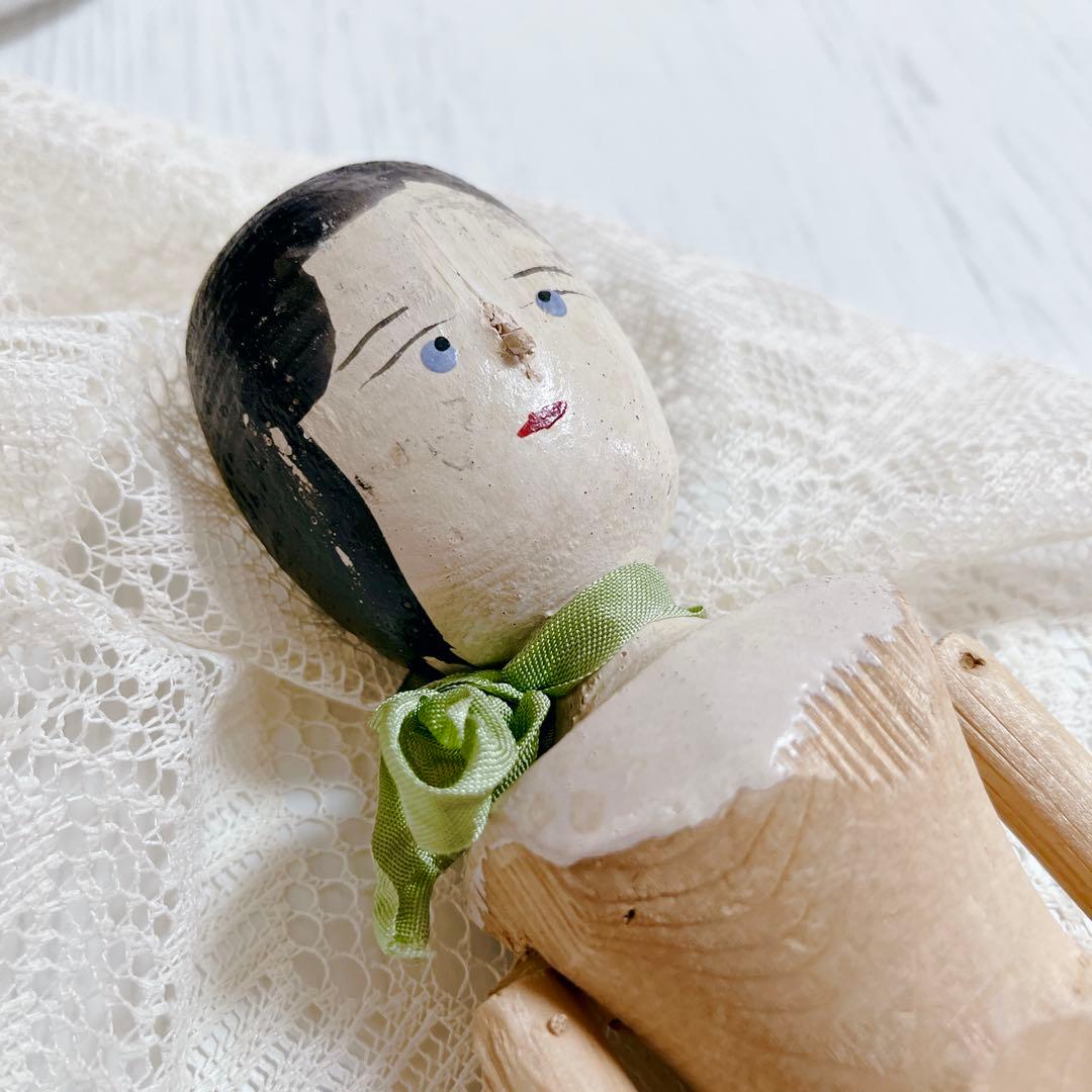 希少】ペグドール 優しい表情 アンティーク ウッデンドール 木製人形