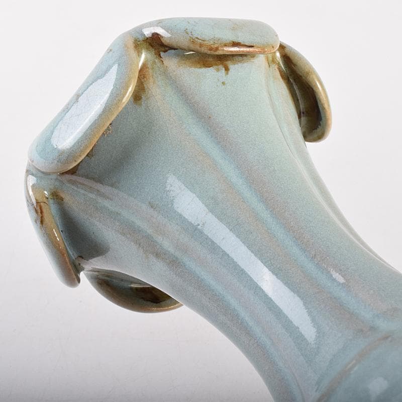 中国 釣窯 粉青 花口瓶 高さ約30㎝ V R7720B