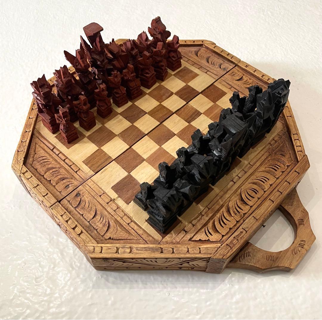 バリ島 チェス 木彫りアンティーク - メルカリ