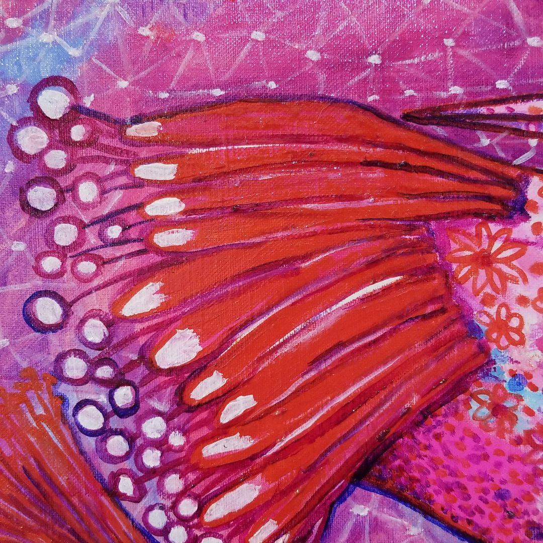 油絵 専用 お花の模様がある鳥の親子 油絵 専用 お花の模様が