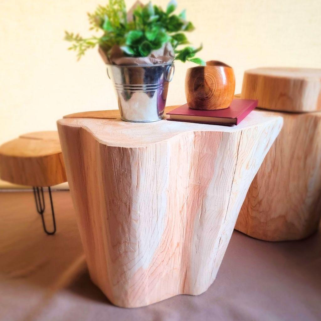 超特大サイズ 天然アロマ ひのきの切株テーブル 根元末広がり