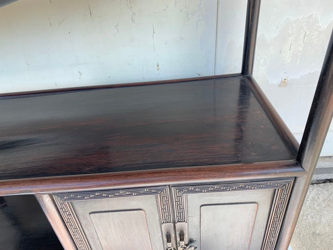 中国家具 古玩 古紫檀 古唐木 雷門 小ぶり 茶棚 無垢材 家具 I3460499108