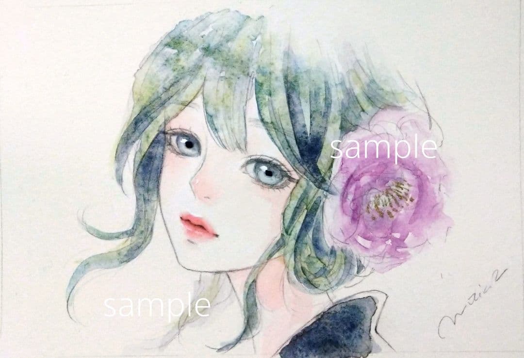 専用 絵画 原画 肉筆 水彩画 手描きイラスト 和装