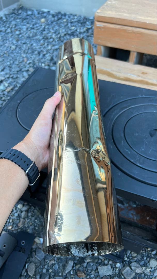 【手渡し】ロマンチカル薪ストーブ煙突横出し　ピザ釜つき