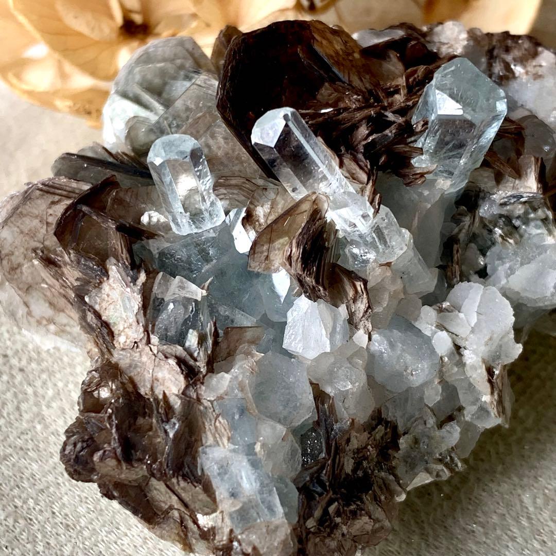 38Ct】パキスタン シガーバレー産 アクアマリン モスコバイト共生 鉱物