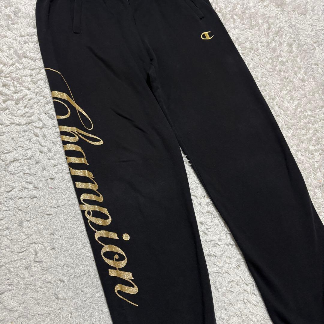 【希少】チャンピオン パーカーセットアップ　デカロゴ　XL 黒金 y2k 00'