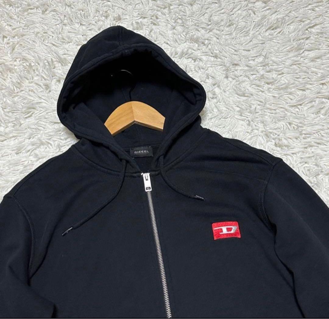 DIESEL ジップパーカー　ブラック　Dロゴ　ブレイブマン　M