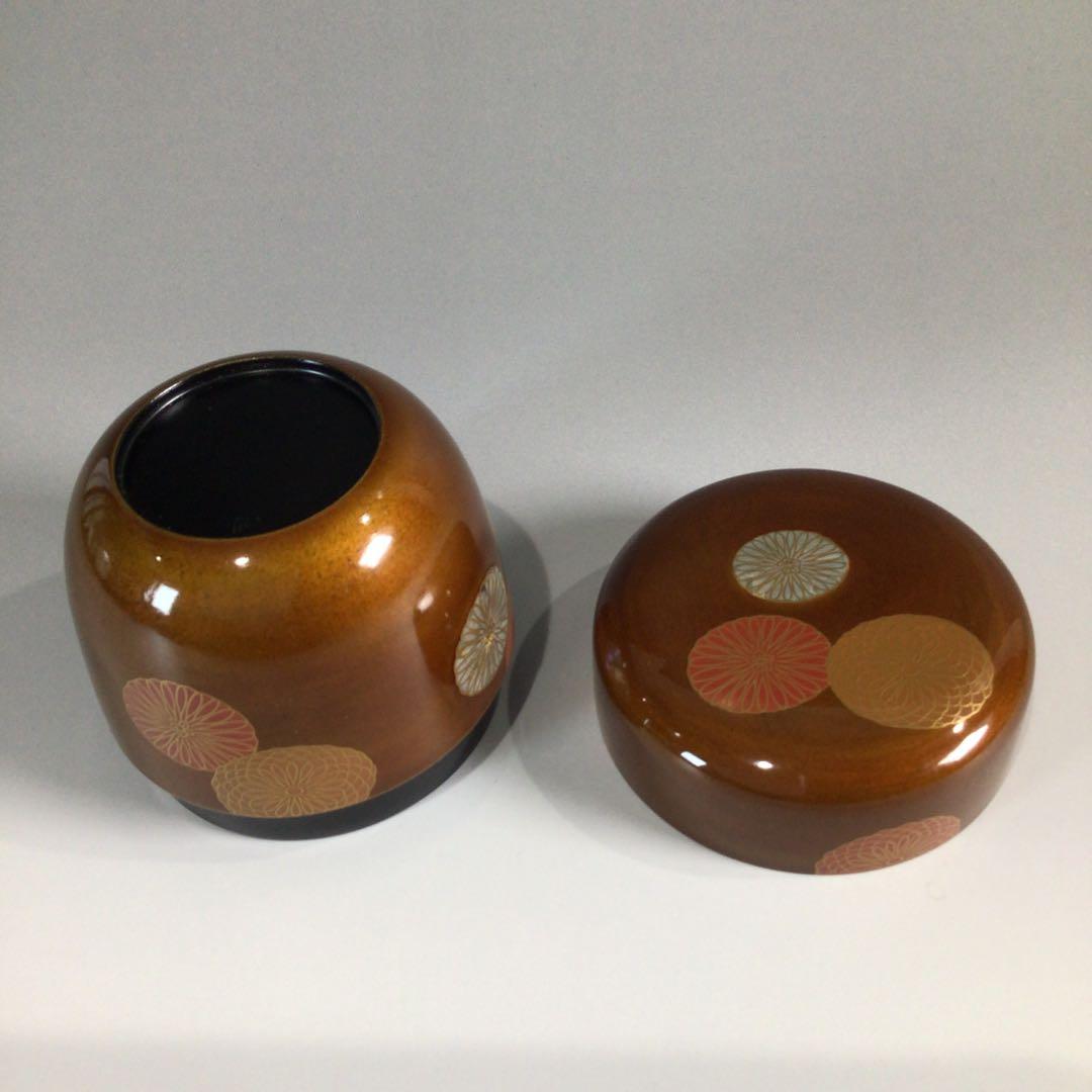 Ｐ３９０　棗　『二代　佐野長寛作』『即中斎　書付』『溜塗』『中棗』　共箱　茶道具