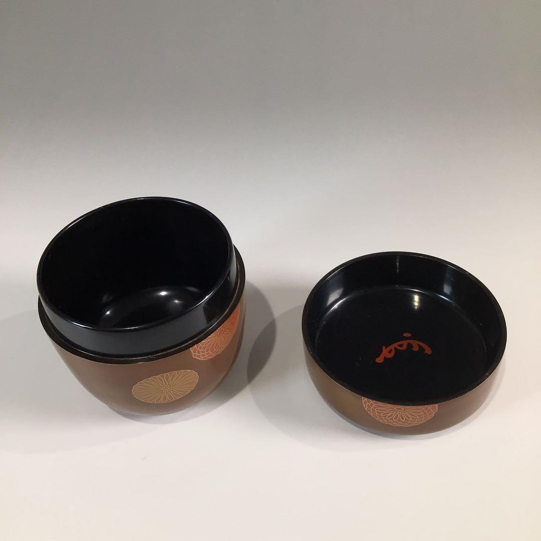 Ｐ３９０　棗　『二代　佐野長寛作』『即中斎　書付』『溜塗』『中棗』　共箱　茶道具