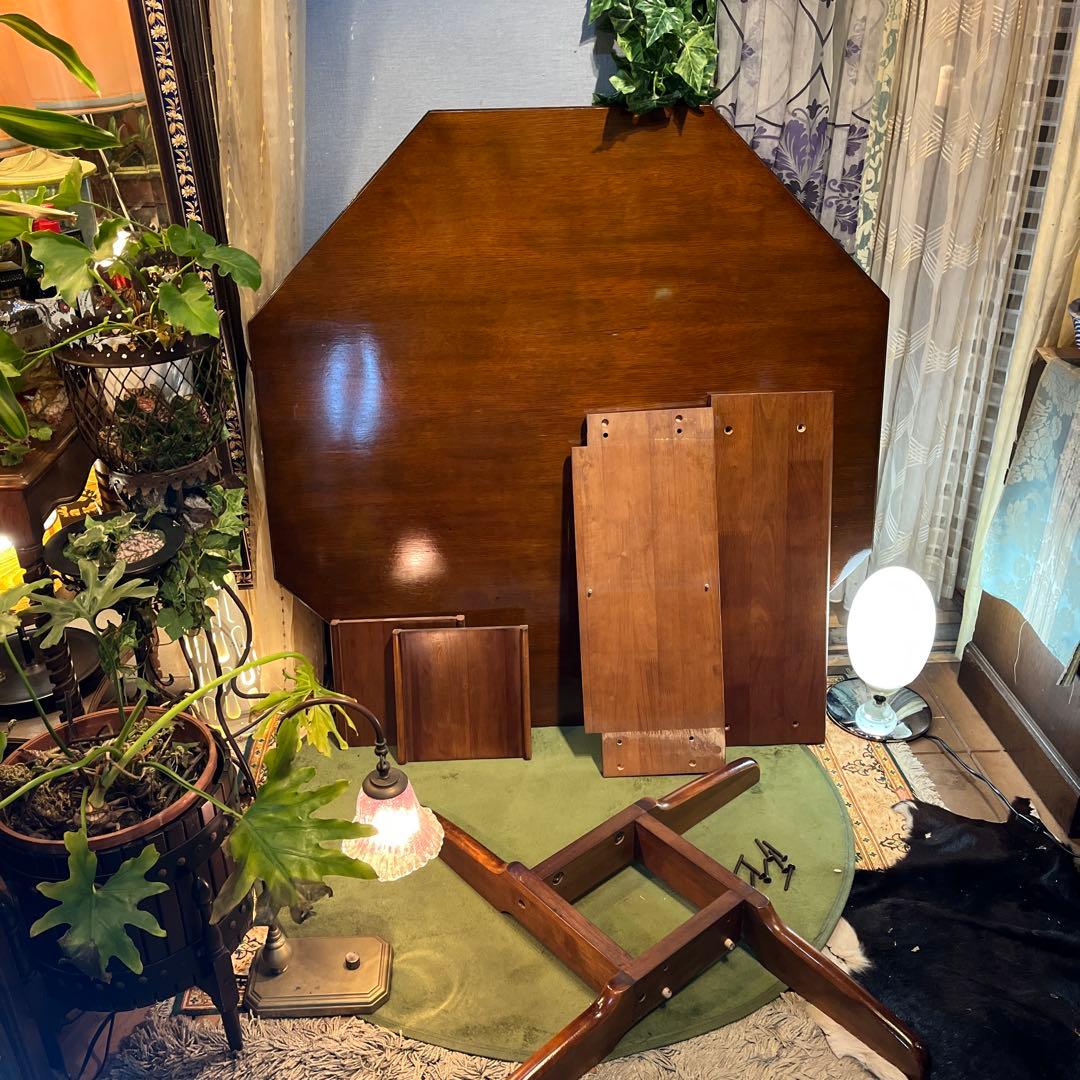 Sale ヴィンテージ オーク　８角　収納付き　ラウンドテーブル