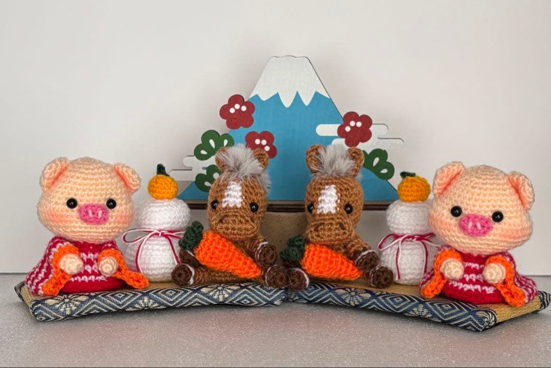 あみぐるみ お正月飾リ ぶたさん ゆっこ様専用 ハンドメイド