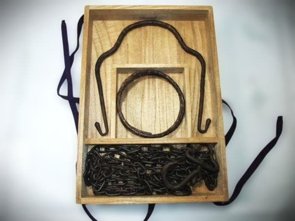 釣釜道具「田中敏孝」鉄製 釣手 釜鐶 釜鎖 茶道具 自在鎖 茶釜