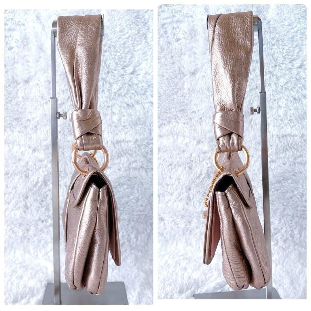 バッグ COACH Shoulder bag Pink Gold Lame Ribbon