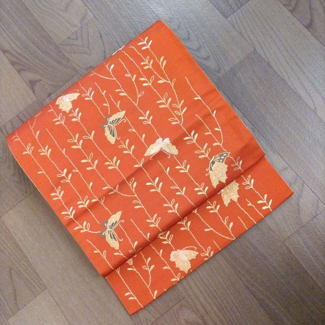 帯 ポリエステル帯 オレンジ系 レンガ色 蝶々 - メルカリ