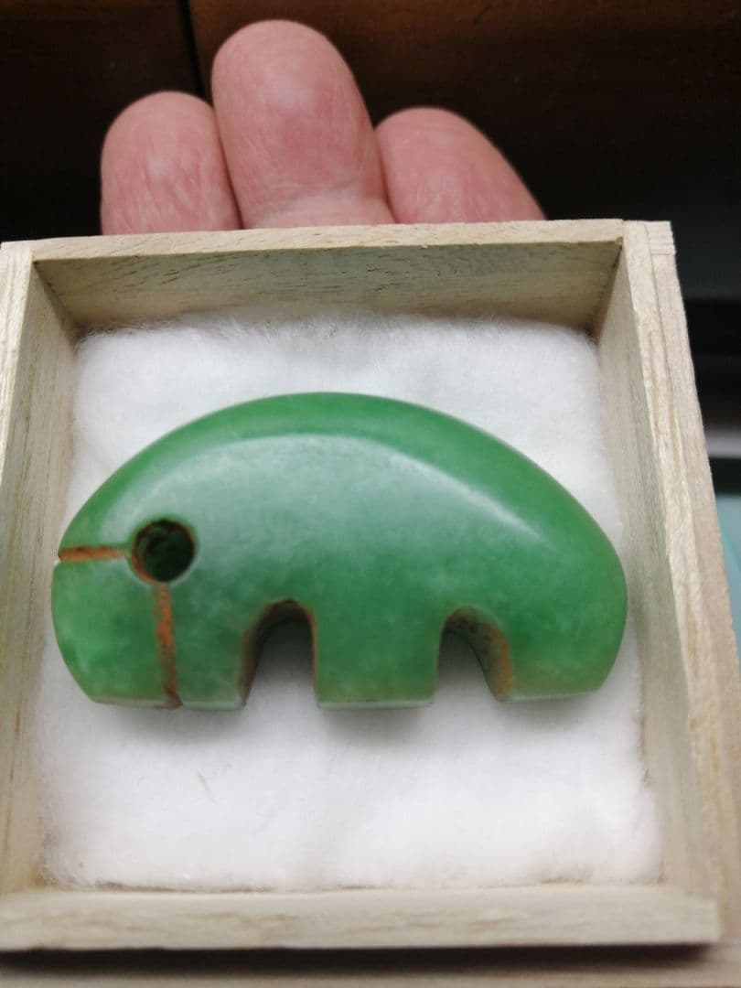 ★古墳期『獣形子持ち翡翠勾玉』出土品。5.0cm。【巨大勾玉】凄い迫力です。