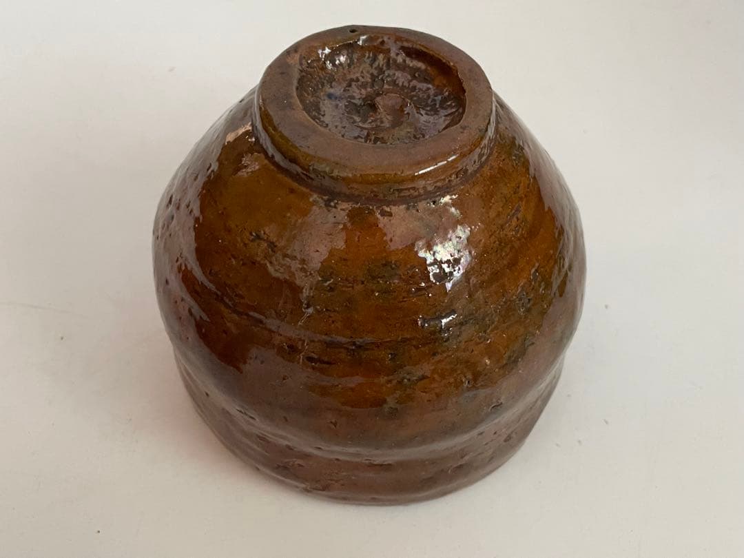 茶道具 骨董 大樋焼 飴釉 手捻り 茶碗 抹茶碗 配送 共箱