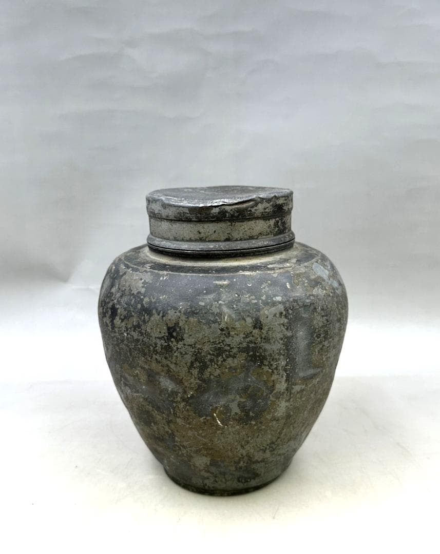 時代物 木村銘 煎茶道具 古錫 茶壷 茶心壷 約1540g 約20