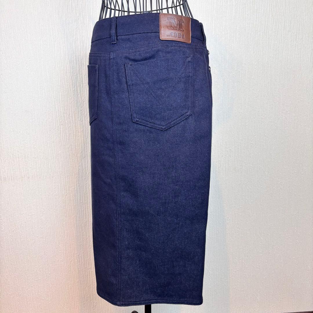 ★Max Mara★マックスマーラ★紺デニム タイトスカートスリット入★白タグ★