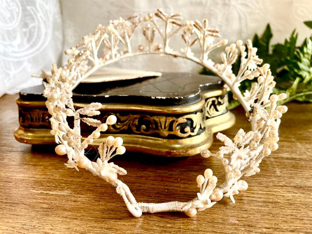 ❀豪華なワックスフラワーのティアラ フランスアンティーク❀ ❀豪華な