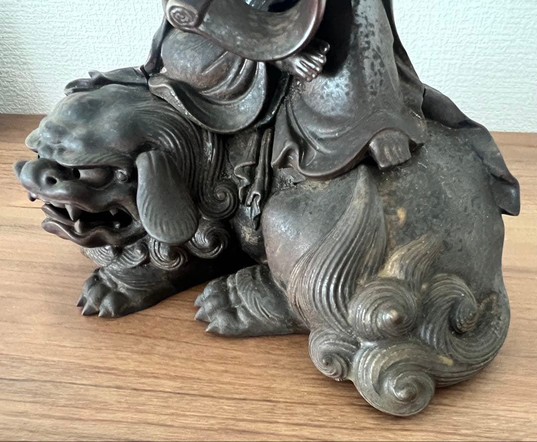 備前焼 文殊菩薩獅子香炉 木村友啓作 古備前写し共箱 アンティーク