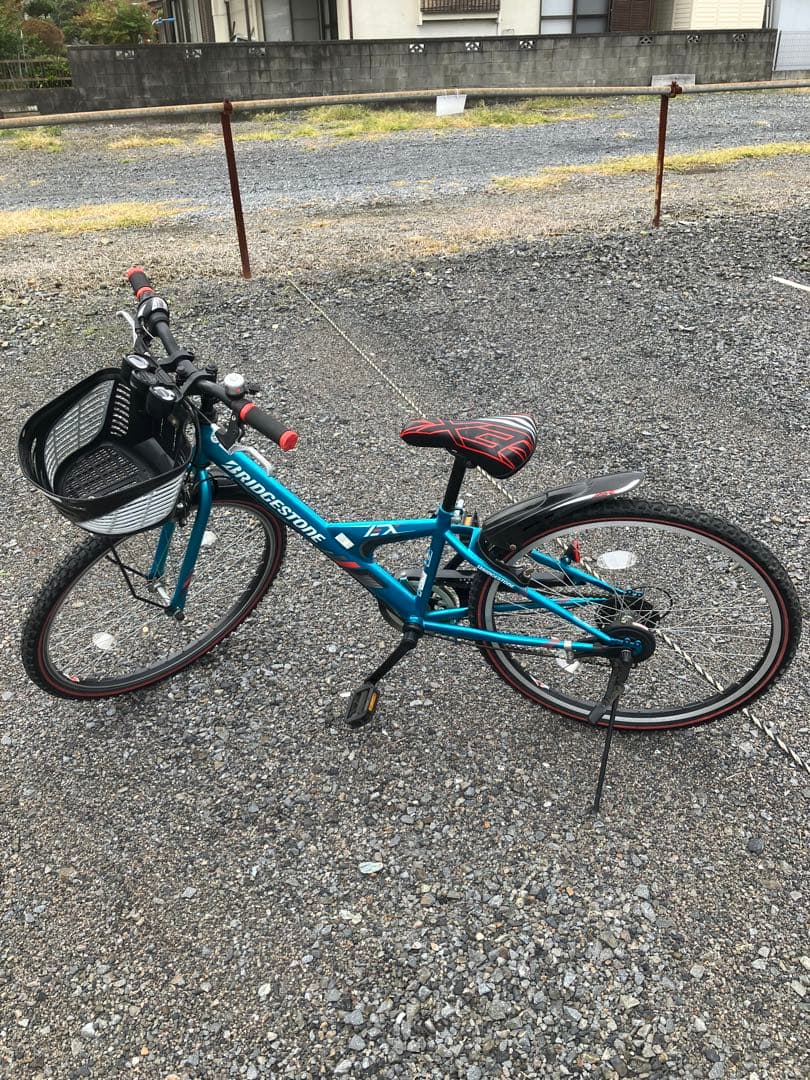 ブリヂストン 26インチ　キッズサイクル 青 前カゴ付き