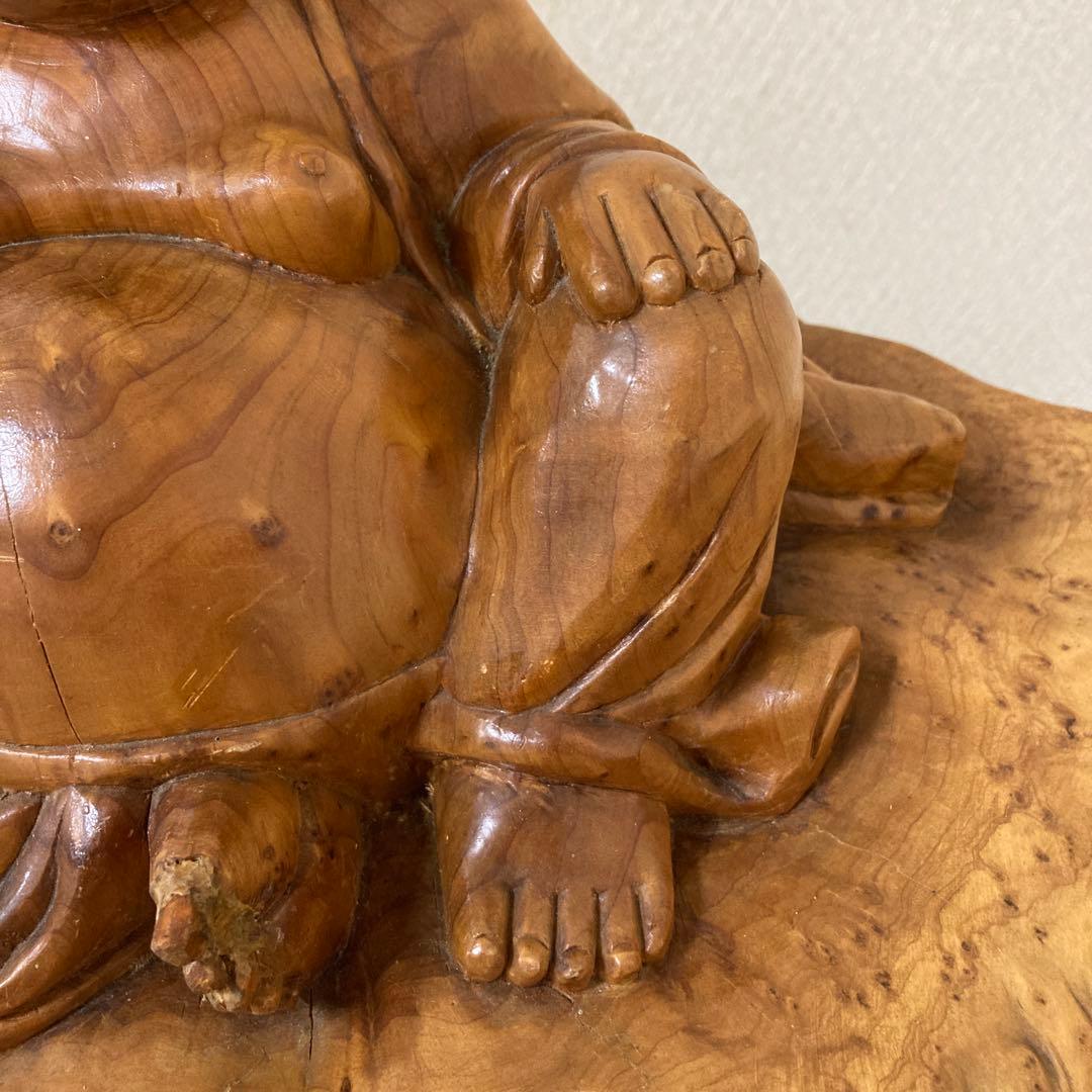 大型 天然木 木彫り 七福神 布袋様 中国美術 置物〈検 オブジェ 仏像