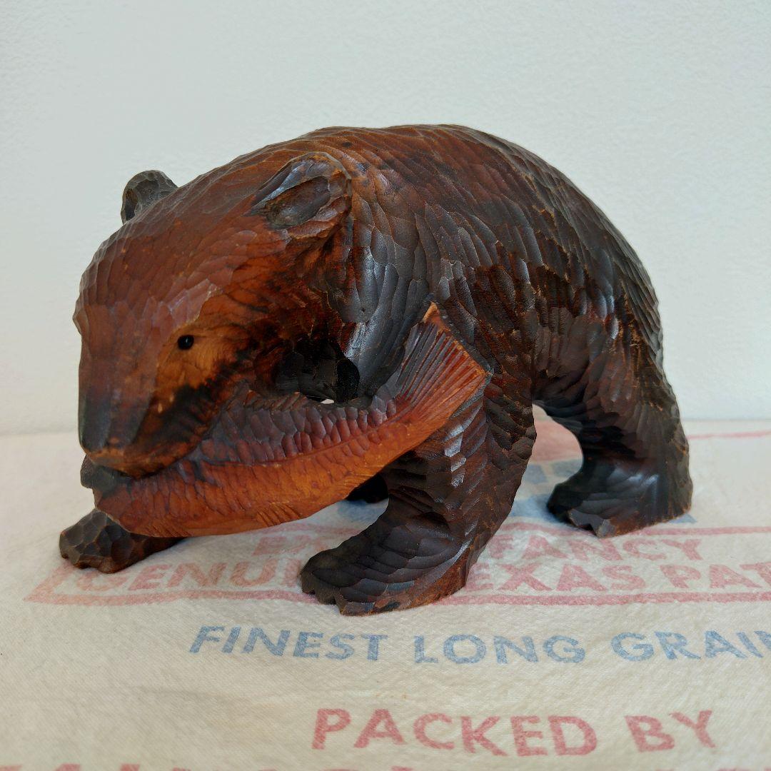 木彫り熊】ガラス目 北海道 工芸品 昭和レトロ ヴィンテージ - メルカリ