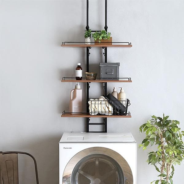 売れてます！！突っ張り ランドリーラック 洗濯機ラック【シャビ―オーク】