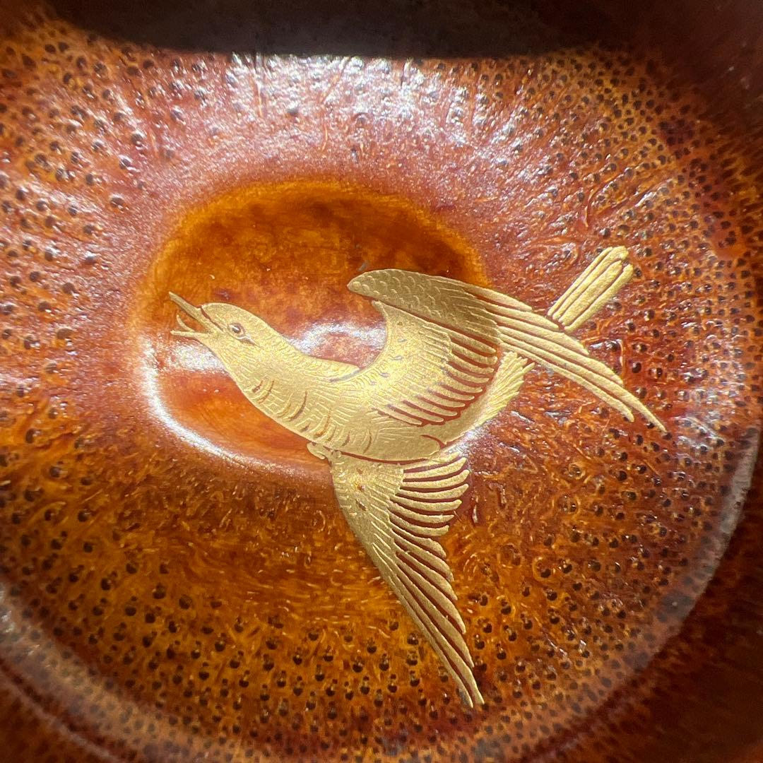 蒔絵 竹立棗 見返時鳥 金彩 漆工芸 共箱 茶道具 伝統工芸