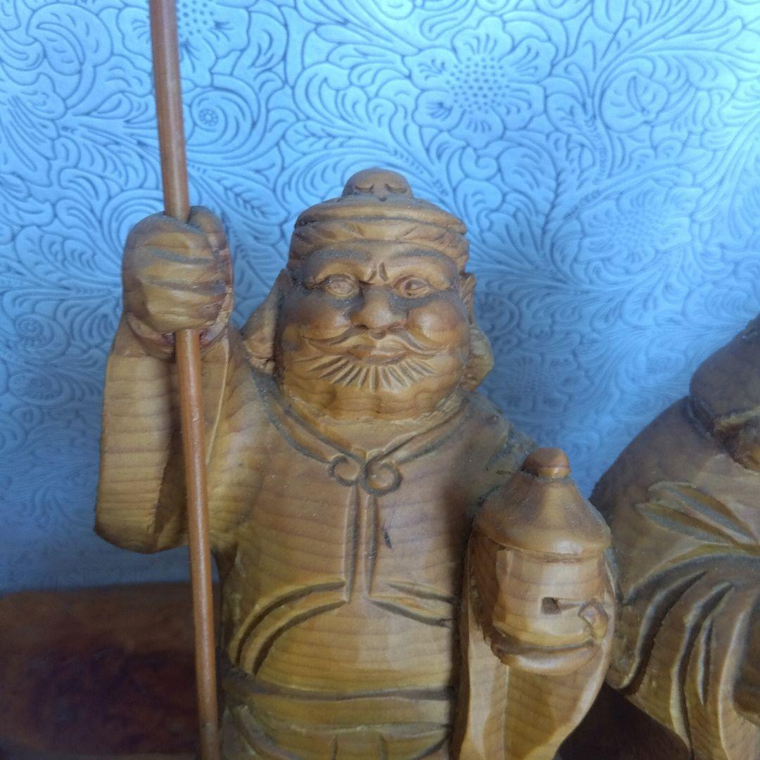 龍に乗った七福神 縁起物 中古品 木製 - メルカリ