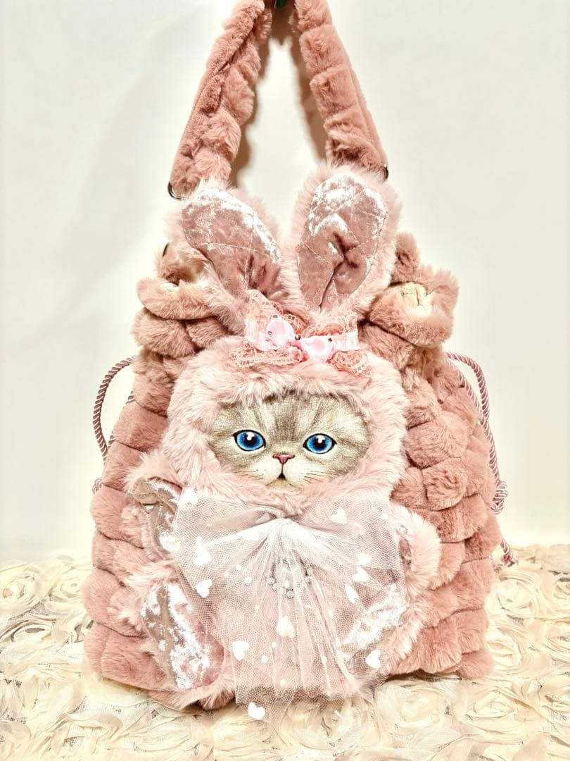 コヤンイサムチョン　モコモコファー巾着バック ハンドメイド　可愛ルミちゃん