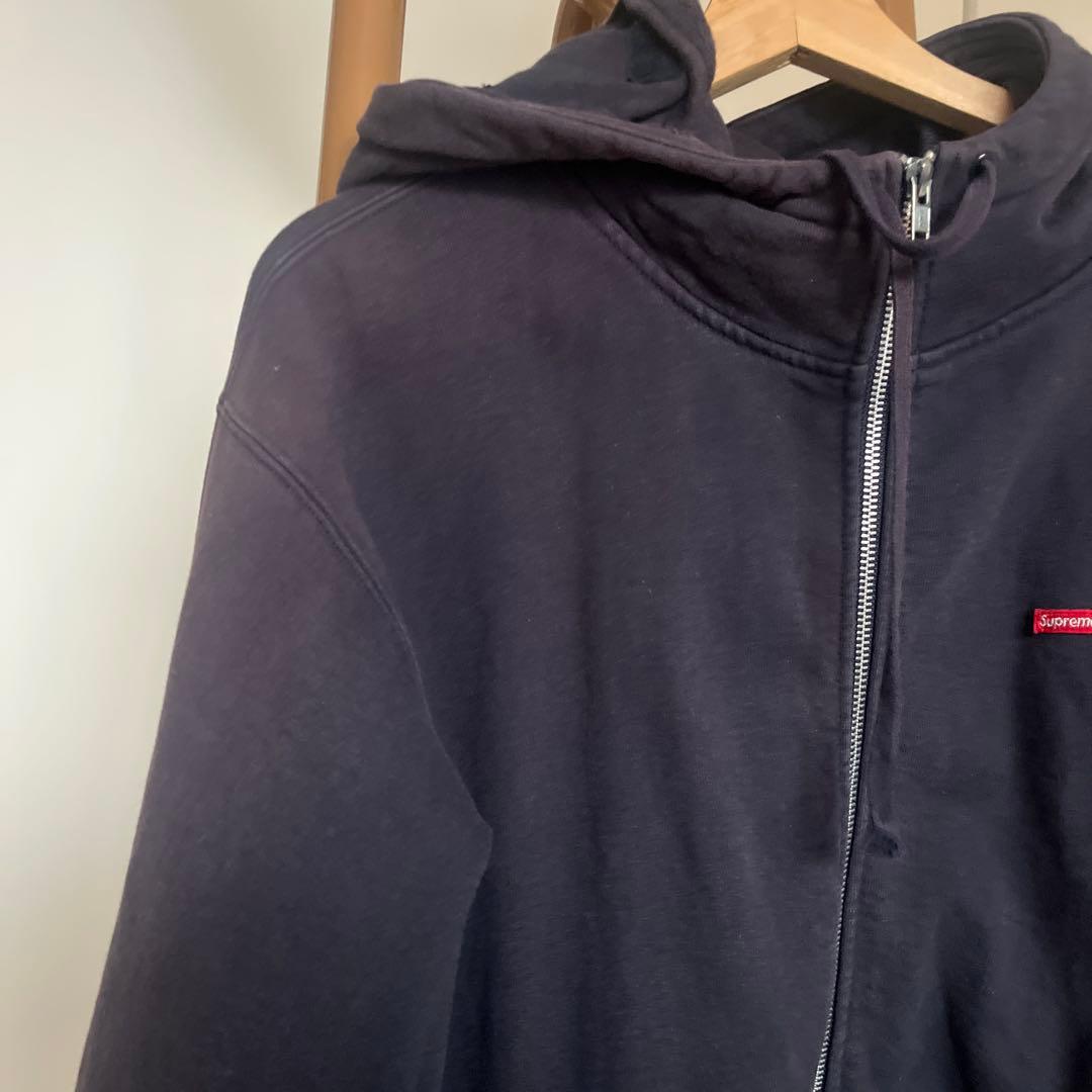 Supreme ネイビー フルジップパーカー　ボックスロゴ
