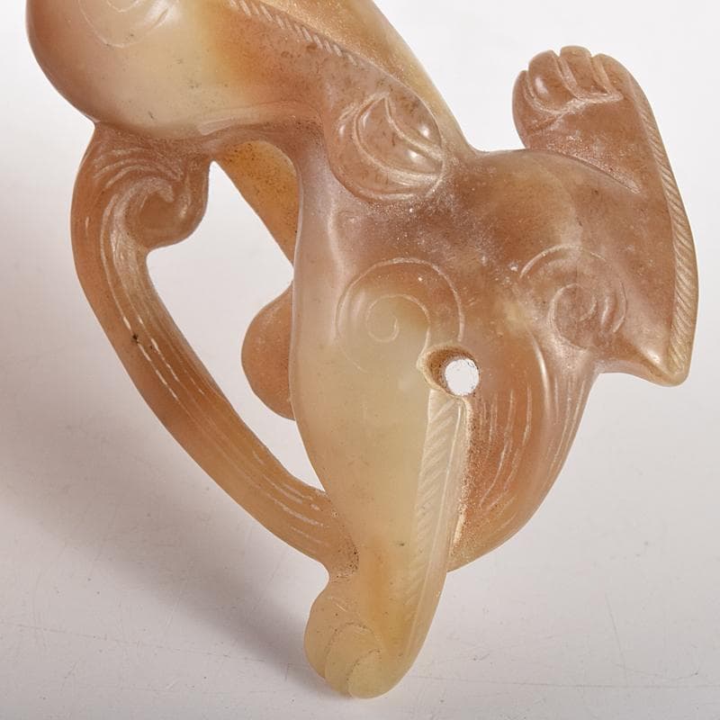 中国 玉石彫刻 神獣 根付 紙鎮 置物 4点まとめて D R8460