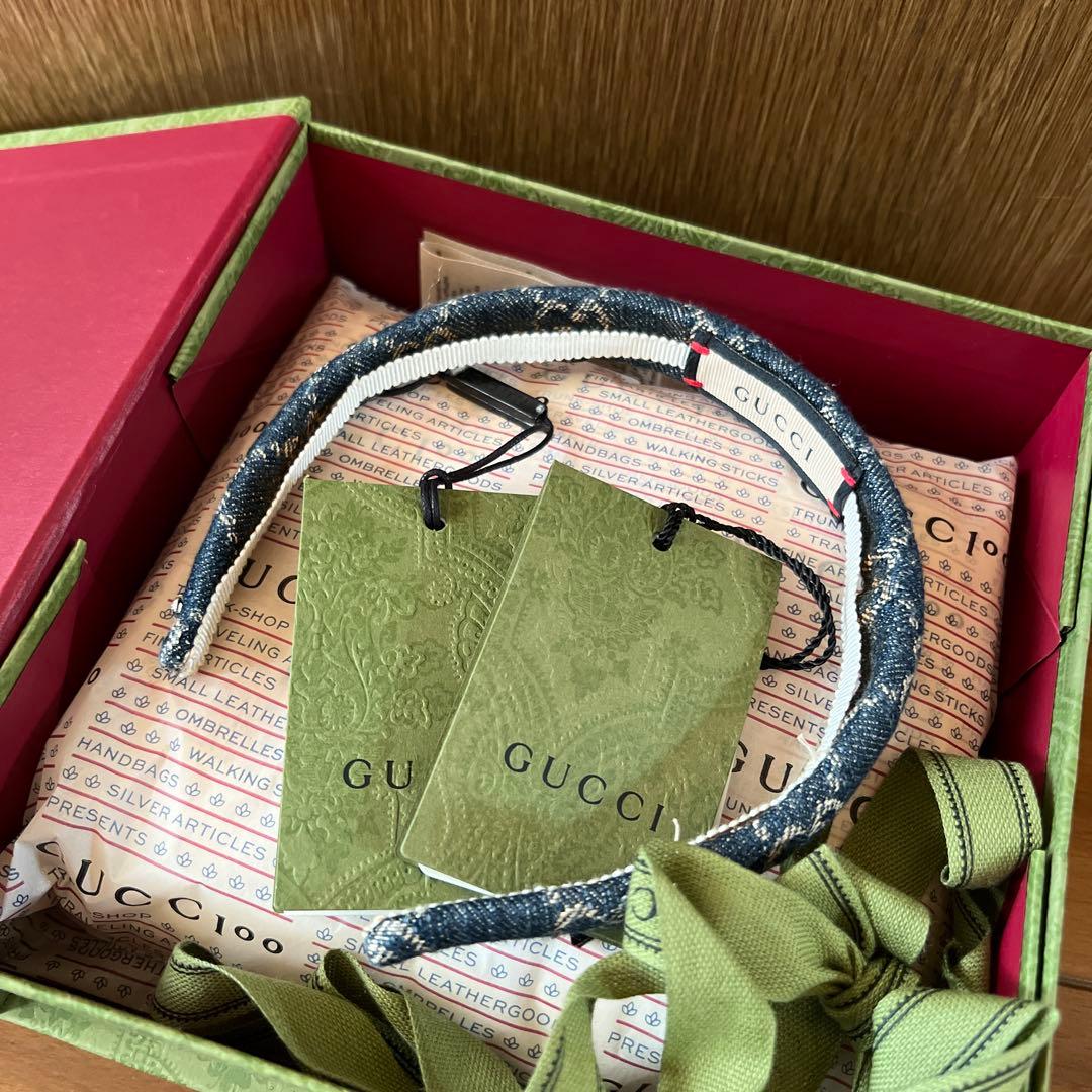 GUCCI インディゴブルー デニム ヘアカチューシャ箱付き