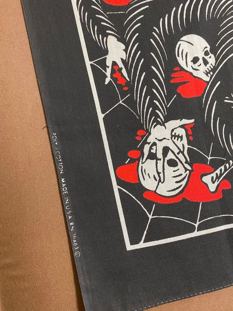 80s'ビンテージスパイダースカルバンダナ古着バイカーロカビリー