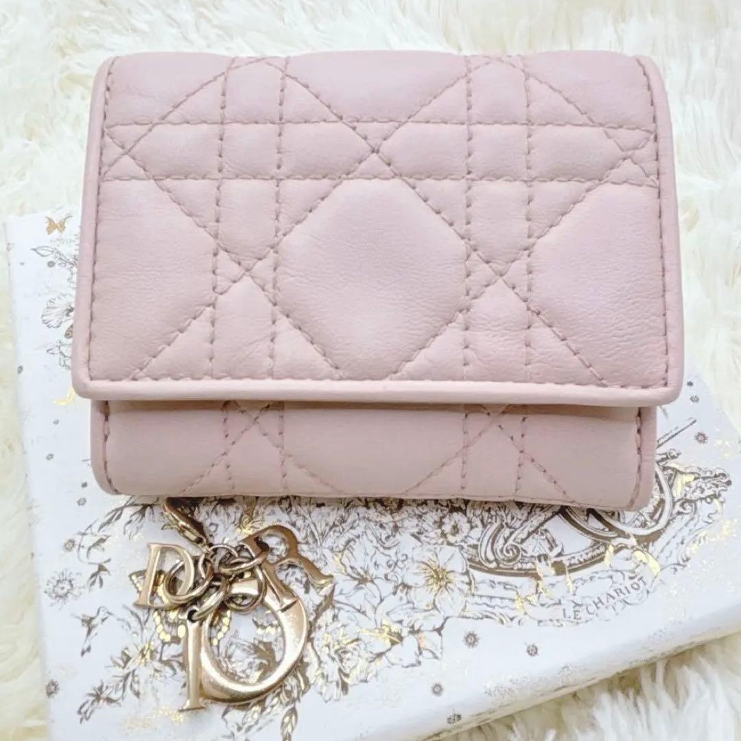 限定カラー♡クリスチャンディオール 折り財布 パウダーピンク カナージュ